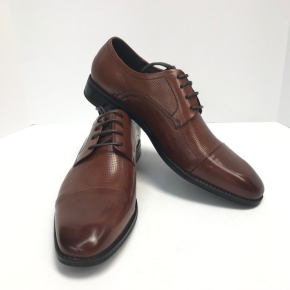 Asher Green Men\'s Tan Genuine Leather Oxford Shoes